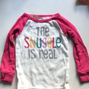 Wonder Nation Pink and White Long Sleeve Tee with Playful Print